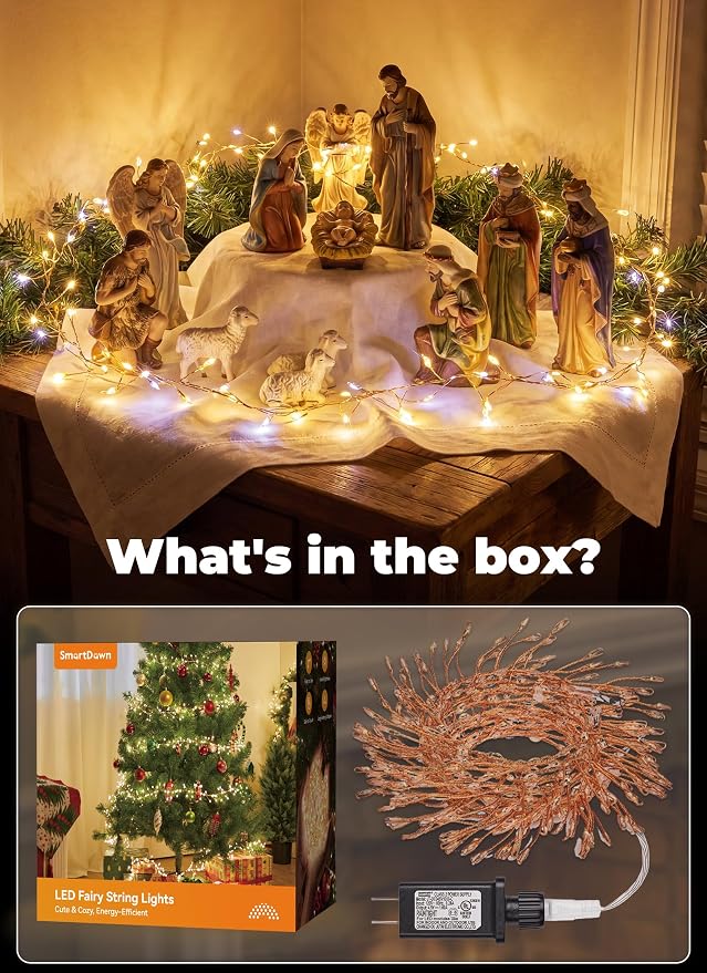 Fairy Lights Plug in for Bedroom Indoor Outdoor | 10FT 200-LED Twinkle String Lights for Wreath Window Wedding Christmas Tree Classroom Party Decor