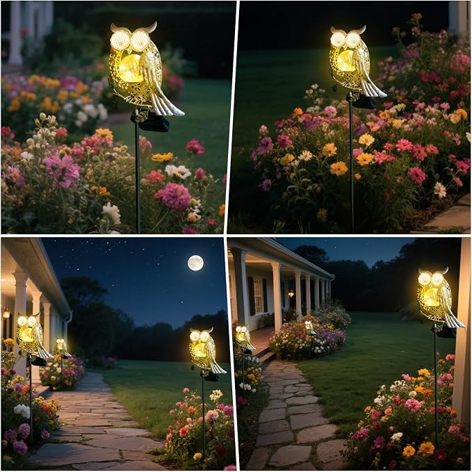 SRNPMIU Solar Lights Outdoor Decor, Solar Owl Yard Decorations Outdoor | Garden Decorative, IP65 Waterproof, Gifts for Women Mom, for Yard Patio Lawn Pathway Landscape