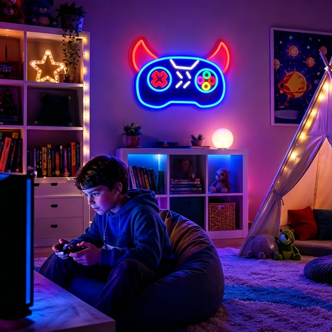 Game Neon Lights Signs Neon Sign Led Sign Light for Wall Decor | Demon Game Neon Sign for Room Decor,Man Cave Decoration,Dormroom,Wall Decor,Gift,5V USB Powered