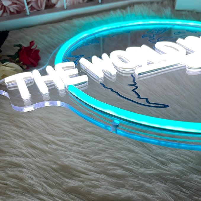 The World Is Yours Neon Sign Carved Planet The World Is Yours LED Signs for Wall Decor Neon Lights for Bedroom Classroom Man Cave Game Room Birthday Cristmas Gifts for Friends Lover