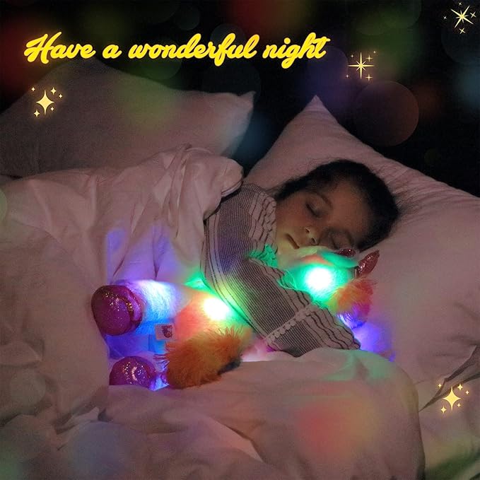 Easfan LED Unicorn Plush Light-up Stuffed Animal with Colorful Night Lights Glow in The Dark Birthday Festival for Kids Toddlers Girls Rainbow,10”