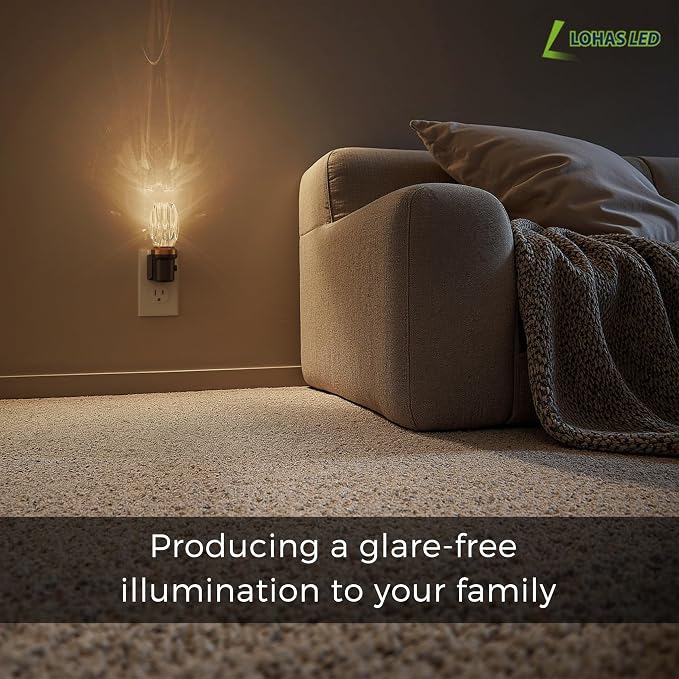 L LOHAS LED Night Light, Dimmable Night Lights Plug into Wall, Light Sensor | Automatic Nightlights Plug in, 3000K 100LM, LED Nightlight, Crystal Acrylic Decorative, Hallway Bedroom Bathroom, 1 Pack