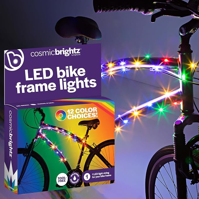 Brightz CosmicBrightz LED Bike Frame Rope Light - 6.5-Foot String Rope - Battery-Powered with On/Off Switch - Ultra Bright Color Keeps Your Ride Fun and Safe for Kids, Teens, & Adults