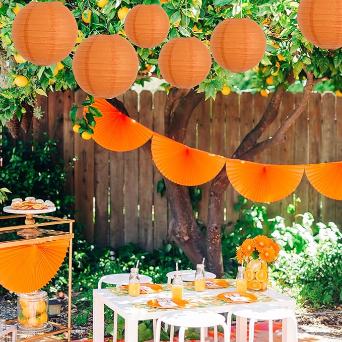 BEISHIDA 8-Inch Orange Round Paper Lanterns Hanging Decorative Chinese Paper Lanterns Lamp for Birthday Wedding Party Decoration and Baby Bridal Shower（6 Packs）