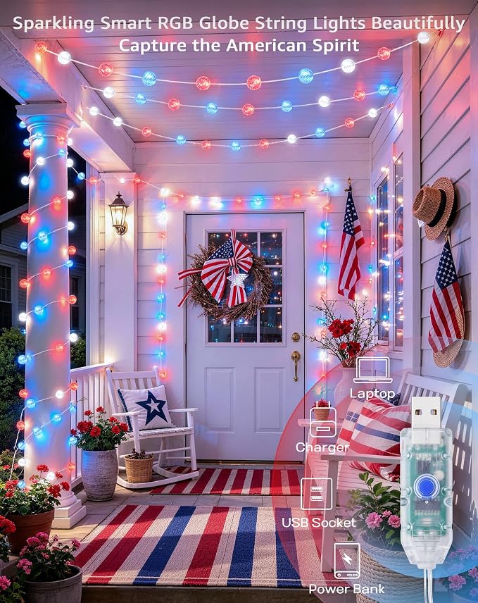 JMEXSUSS Smart 33FT 66 LED Globe Crystal Crackle String Lights USB/Plug in | RGB Color Changing Lights, App & Remote Control, Music Sync, Twinkle Fairy Lights for Classroom Dorm Bedroom DIY Gift Decor