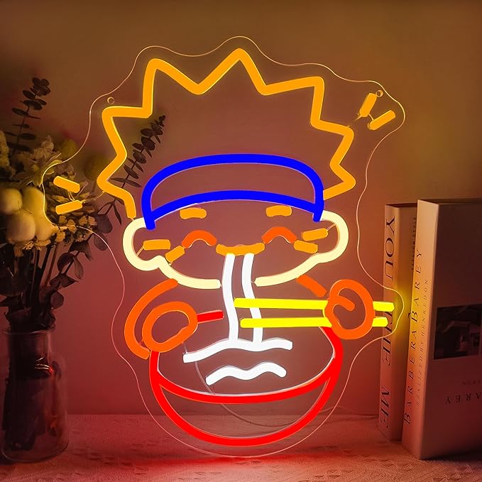 Anime Ramen Neon Sign Noodle LED Light for Wall Decor Dimmable Japanese Noodle Light Up Sign,USB Powered Neon Wall Light for Japanese Restaurant Kitchen Bar Ramen Shop Birthday Gifts Party