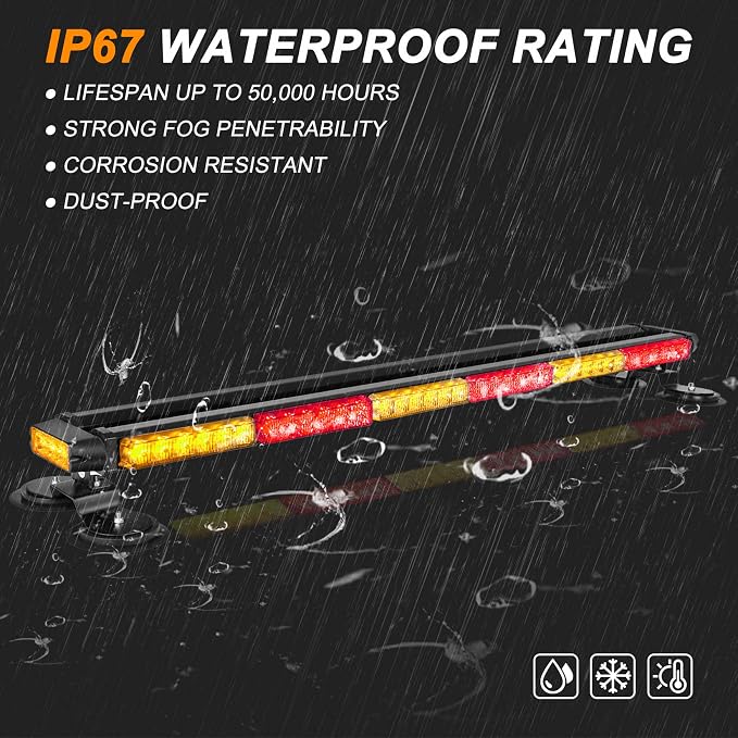 ASPL 38.5" 78 LED Strobe Light Bar Double Side Flashing High Intensity Emergency Warning Flash Strobe Light with Magnetic Base for Safety Construction Vehicles Tow Trucks Pickup (Amber/Red)
