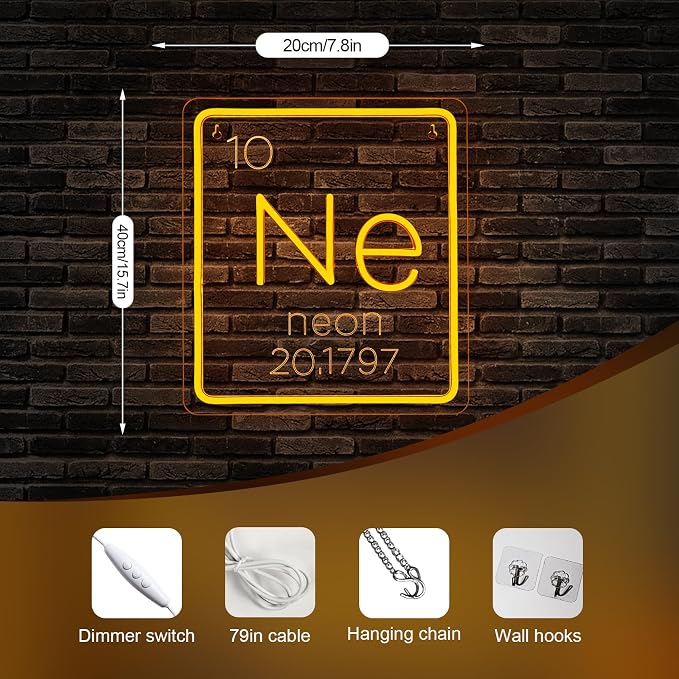 Ne Neon Sign Science Classroom Decor Chemistry class Periodic Table Signs Adjustable Brightness Student LED Neon Lights Light Up Colorful Neon Signs Suitable for Classroom Science Labs