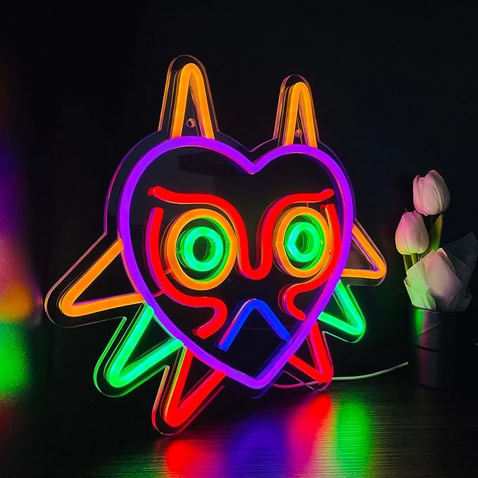 GGK Majora's Mask LED Sign LoZ Neon Sign for Room Wall Decor Gamer Gifts Zelda Mask Game Room Decor LED Neon Light for Zelda Fans (Majoras Mask)