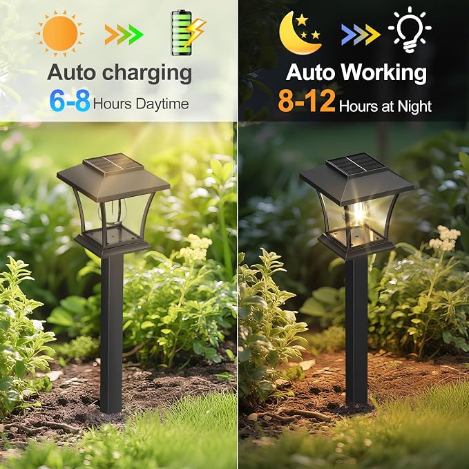Sparkblaze Solar Pathway Lights Outdoor, 10 Pack, Warm White | Ideal for Walkways, Gardens, Lawns, Driveways & Landscape Lighting, Automatic Dusk-to-Dawn Lighting