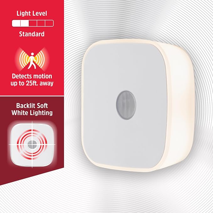Energizer LED Motion Sensor Night Lights Plug Into Wall Dusk to Dawn Sensor Home Decor Apartment Essentials Ambient Lighting Nightlight 85617 2 Pack | Home Decor Apartment Essentials Ambient Lighting Nightlight 85617 2 Pack