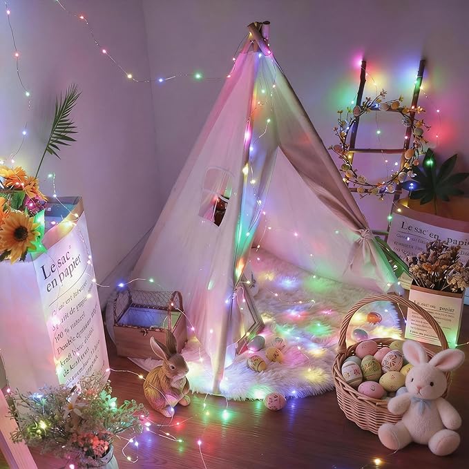 BrizLabs Smart Fairy String Lights, 66ft 200 LED WiFi Easter Fairy Lights App Control, Dimmable Pastel Light Rainbow Christmas Lighting, Music Sync RGB Xmas Lighting Work with Alexa & Google Home