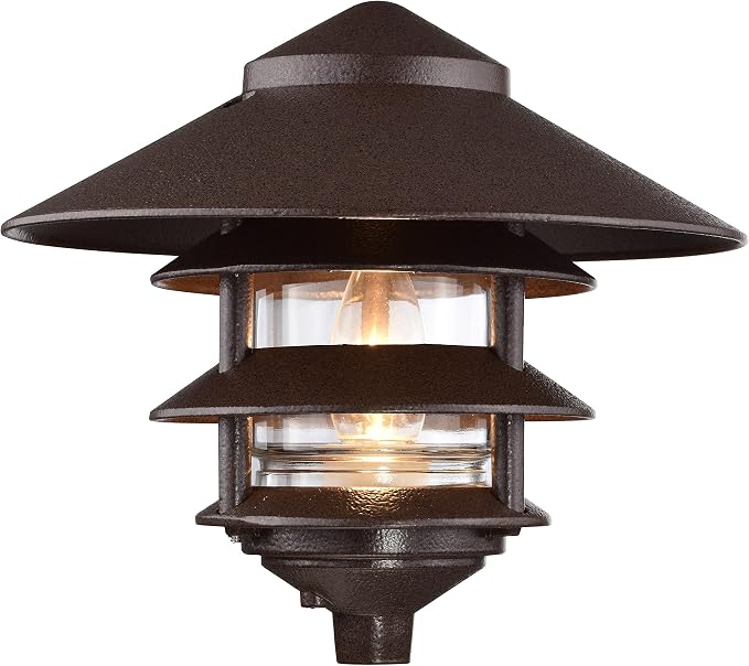 Nuvo SF76/637 One 2 Louver Hood Outdoor Pagoda Landscape Pathway Light, 3 Tier-Large, Old Bronze
