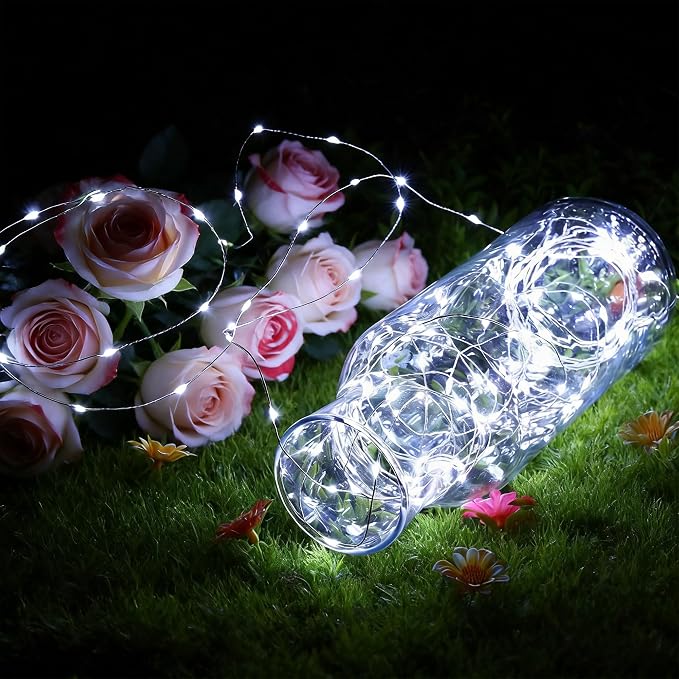 2 Pack Fairy Lights Battery Operated - 16.4ft 50 LED White | Starry Fairy Lights , 8 Modes Waterproof with Timer for Indoor Outdoor Bedroom Party Holiday Christmas Decor, Copper Wire
