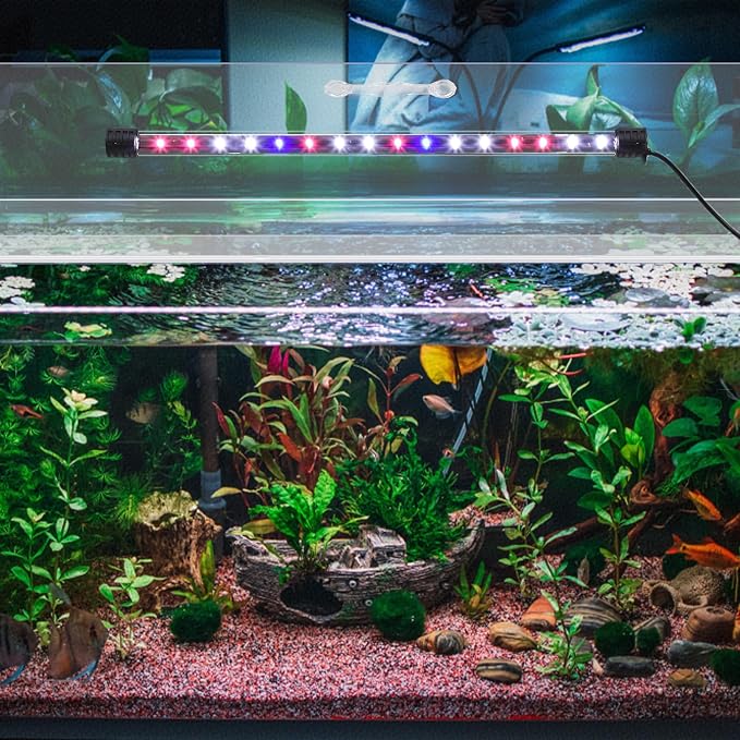 Sieral Aquarium Lids Polycarbonate Canopy with LED Light 2 Pcs Set 22.95 x 11.5 x 0.12 Inch for 33/40/55 Gallon with Center Brace Aquariums Cover Fish Tank Lid with a Hook Knife, Clear