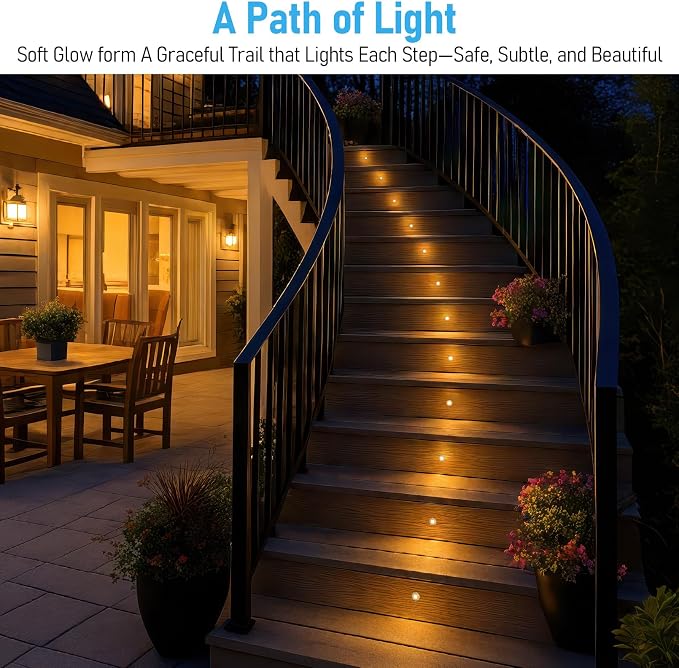 LEONLITE 12-Pack 3000K Recessed Low Voltage Deck Light Flat Square Aperture | 1 Inch, 12-24V AC/DC, CRI90, Landscape LED Step Stair Light, IP67 Waterproof, Stainless Steel Housing, Warm White, Silver