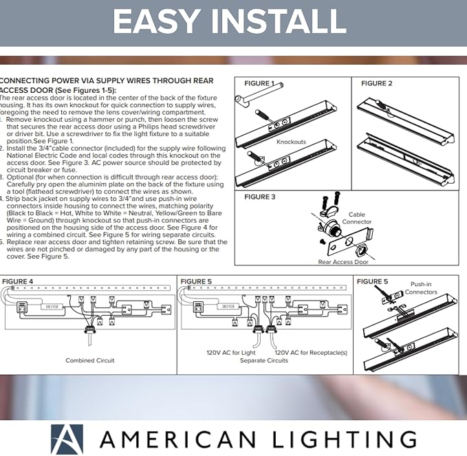 American Lighting LED Courant Plus Undercabinet Light 18 Inch White | 5CCT, 90+ CRI, 1000 Lumens, USB-A USB-C and 20A Receptacles, Title 24 Compliant