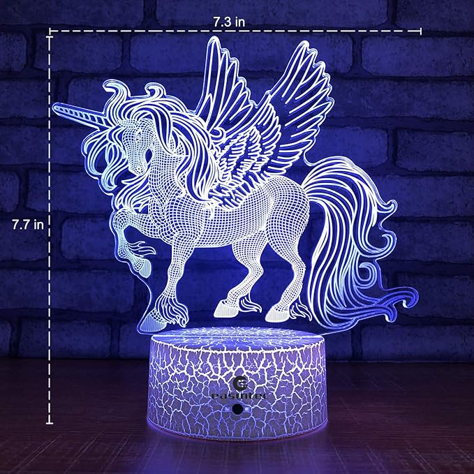 Easuntec Unicorn Night Lights for Kids with Remote & Smart Touch - 7 Colors + 16 Colors Changing, Dimmable Unicorn Toys for 1-8 Year Old Girls