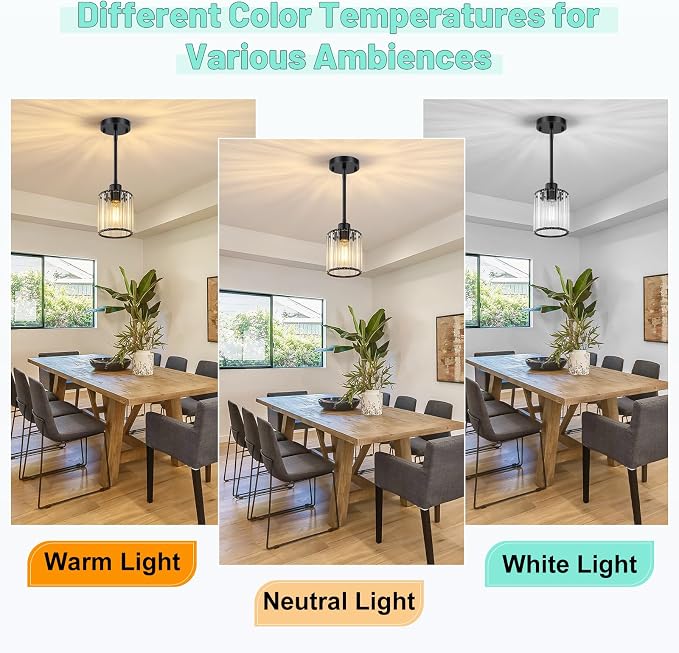 2 Pack Black Pendant Lighting, Adjustable Kitchen Pendant Lighting Over Island with Crystal Shade, Modern 1-Light Mini Hanging Ceiling Light Fixtures for Hallway Bathroom Foyer