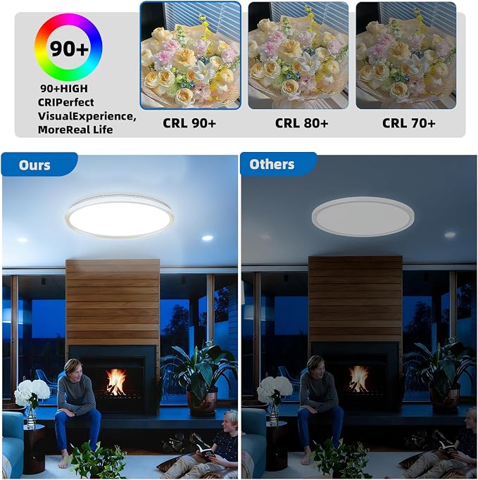 15 Inch LED Flush Mount Ceiling Light,Modern Ceiling Light | 35W 4000LM 5CCT 2700-5000K Selectable, Dimmable Ceiling Lights for Kitchen,Bedroom, Living Room,Office