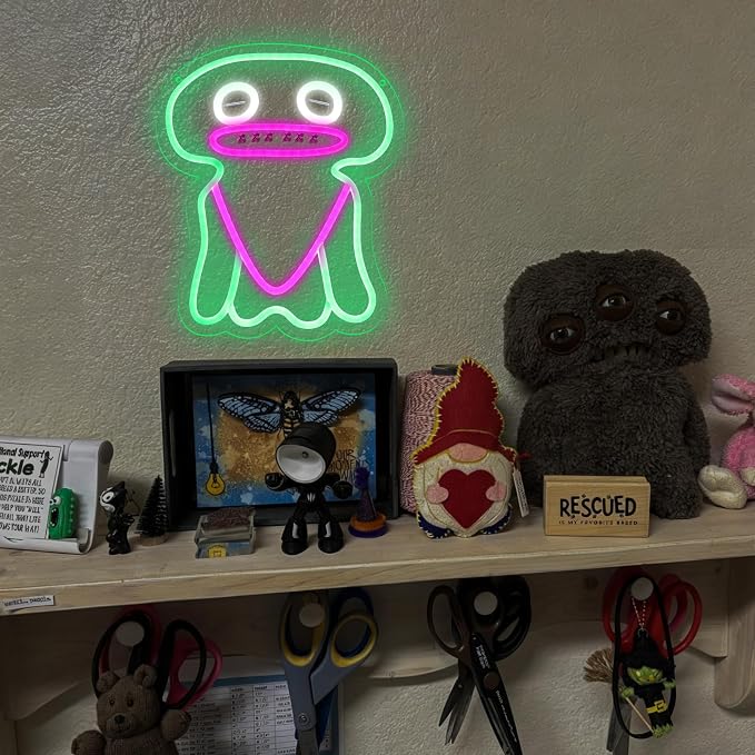 Ugly-Cute Green Monster Neon Sign with Pink Swim Trunks USB Powered LED Neon Light for Bedroom Wall Decor for Fans Adults Birthday Gift Holiday Vacation Decor Gift