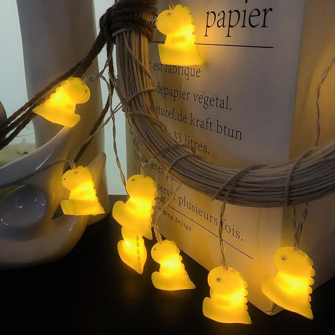 Cute Dinosaurs String Lights 5.4ft 10 LED Battery Operated Green Animal Night Lights Dino Llights for Bedroom Holiday Christmas Decortion (Dinosaurs, 1.65m/10LED)