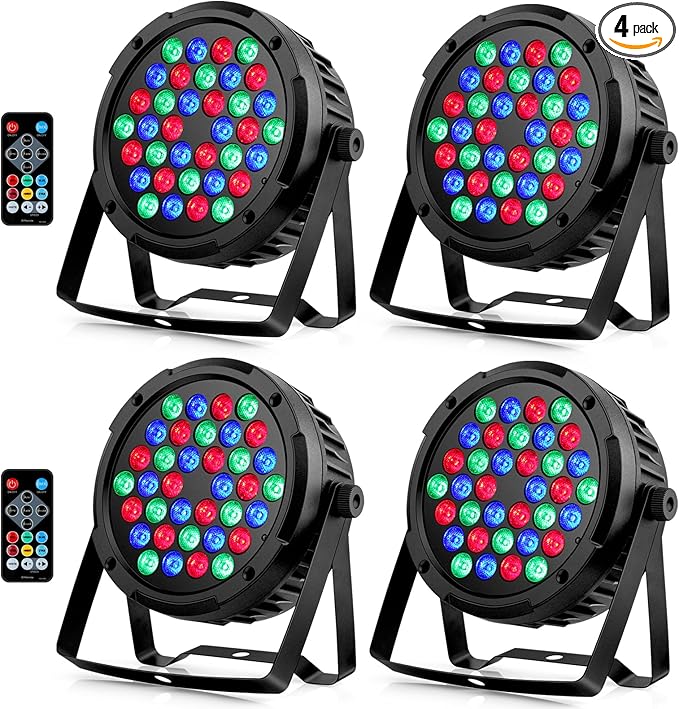 36LEDs RGB Stage Par Lights - OPPSK 36W Sound Activated Multi Modes - Remote DMX Control - Easy Setup - Uplights for Events DJ Music Dance Party Wedding Church Bar Club Stage Lighting (4Pack)