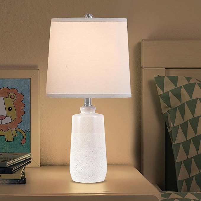 20.5" Ceramic Nightstand Lamps Set of 2 for Bedroom, White End Table Lamps | Minimalist Table Lamps for Living Room, All-White Ceramic Lamps, Matte Finish, Premium Ceramic, Beige Lamps for Sofa Table
