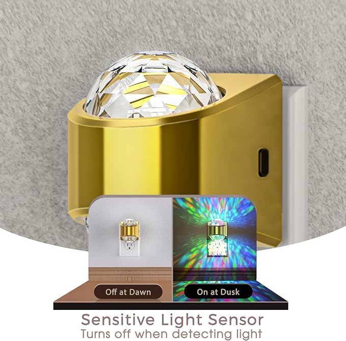 Night Light Plug into Wall, Color Changing Night Light for Kids | Gold Night Light Projector, 9-Color RGB Galaxy Nightlight with Dusk to Dawn for Bathroom, Home Gaming Room Decor Gifts, 2pack