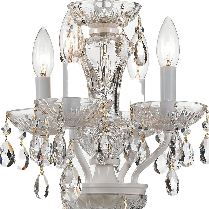 Traditional Crystal 4 Light Hand Cut Crystal Wet White Mini Chandelier