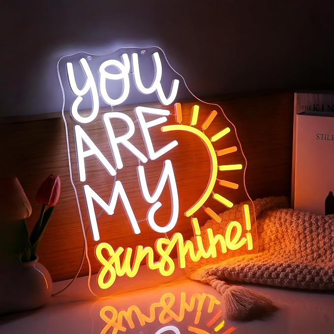 Neon Sign, Sunshine Neon Signs for Wall Decor LED Signs Neon Light | You Are My Sunshine Neon Sign, Inspiration Led sign for Bedroom, Living Room, Home Decor, Dimmable, Gift, USB Powered