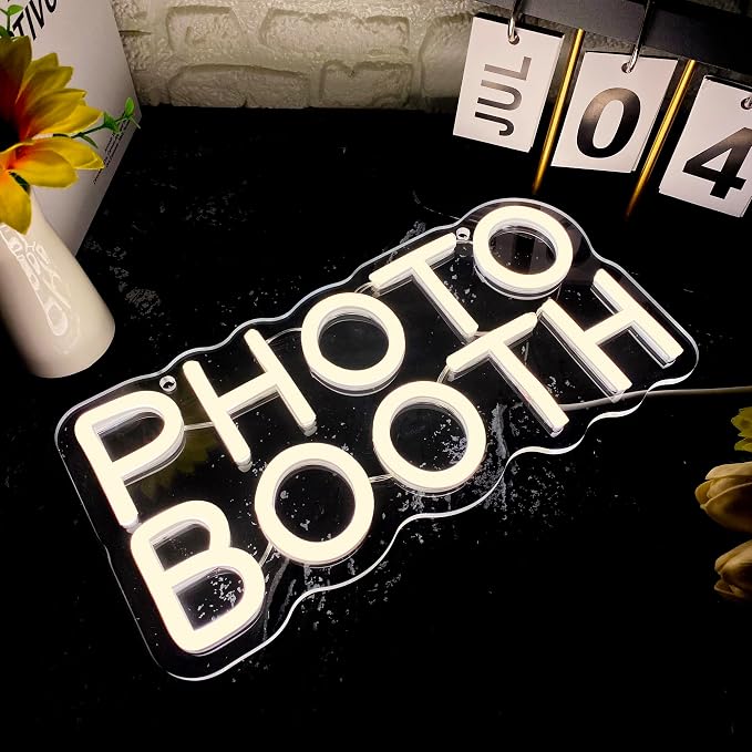 Allball Photo Booth Neon Signs for Wall Decor, Dimmable LED Photo Studio Neon Light Open Sign, for Photography Bedroom Wedding Engagement Birthday Party Reception Gifts(11.8 * 5.9 In)