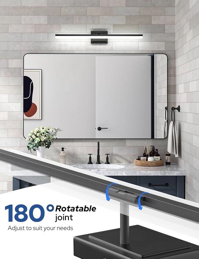 VOLISUN Modern Bathroom Vanity Light 31.5 inch, 28W Dimmable 5CCT Led Bathroom Light Fixture Over Mirror, Black Bar Vanity Light for Bathrooms Mirror Cabinets Bedroom-ETL Certificated