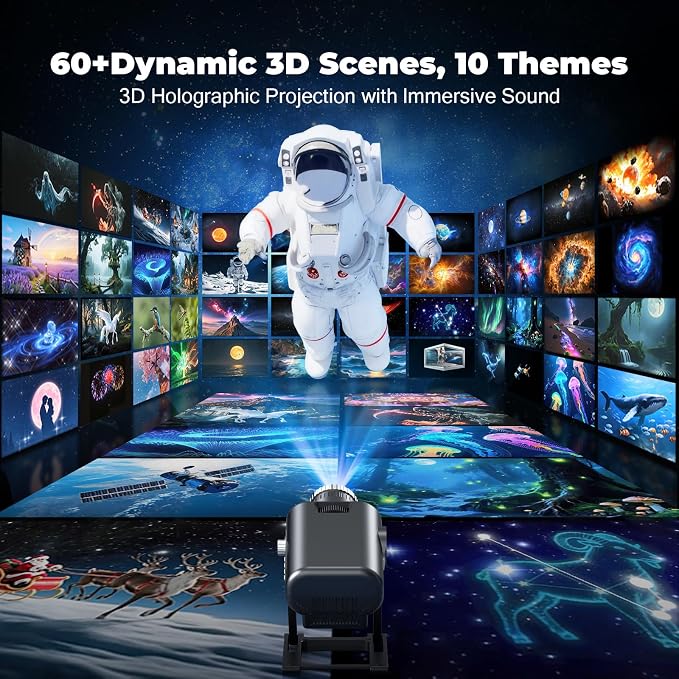 3D Galaxy Projector, 60 Scene Modes, Star Projector for Decor