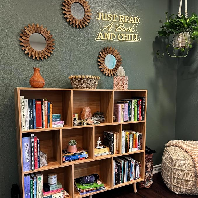 Just Read a Book and Chill White LED Neon Lights Wall Decor LED Sign with Dimmable Switch Neon Light Up Sign for Classroom Bookstore Library Study Room Reading Party