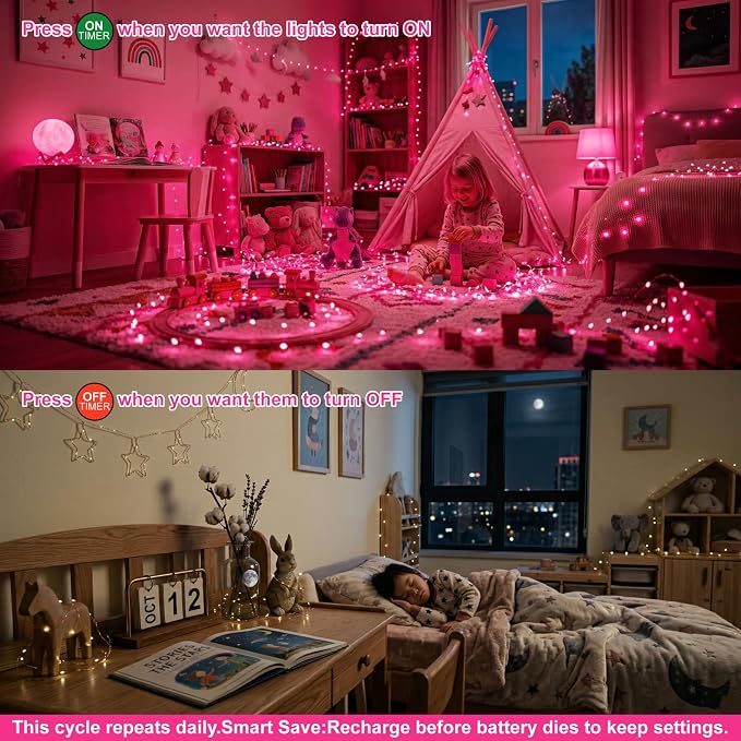 8 Pack Rechargeable LED Fairy Lights 7Ft 20LED Battery Operated | 8 Modes, Remote & DIY Timer Mini Twinkle String Lights for Indoor Christmas Wedding Mason Jar Bedroom Table