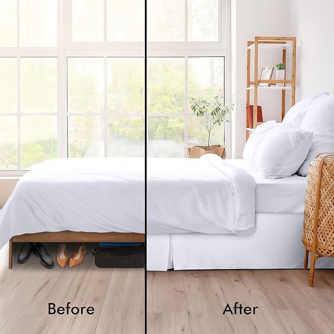Utopia Bedding Valance Sheet Single - Soft Brushed Polyester-Microfibre - Pleated - Fits Under The Mattress & Down to The Floor - Base Bed Skirt (White)