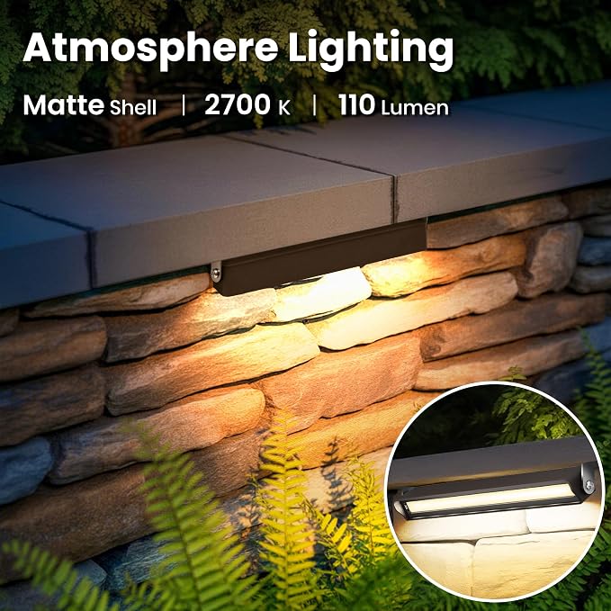 Retaining Wall Lights, Low Voltage Landscape Outdoor Step Lighting 16 Pack | 7 Inch LED Hardscape Lighting Waterproof, 12V Low Voltage Landscape Outdoor Lights for Patio Stairs Deck 2700K, 270° Rotate
