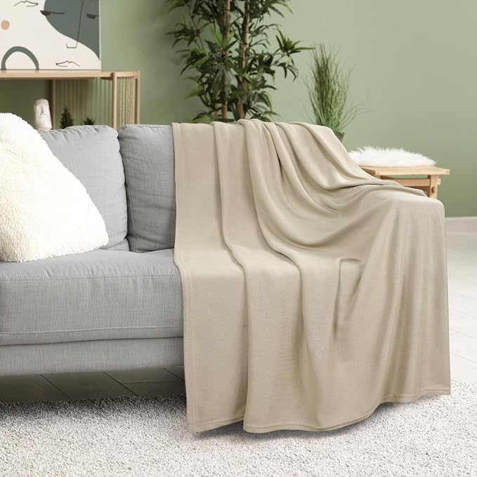 Utopia Bedding Soft Jersey Knit Blanket Camel King (90x102 Inches) | Lightweight, Breathable, Sweatshirt Blanket, Bed, Couch, Sofa, Cozy, Home Decor, Summer
