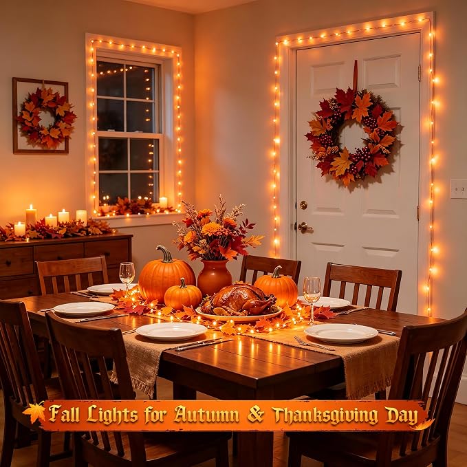 JMEXSUSS 100 LED USB Orange Fairy Lights Plug in, 33 Ft Orange Lights | Mini Twinkle Fall Lights for Indoor Fireplace Tree Autumn Thanksgiving Party Car Halloween Decor, Remote with 8 Modes, DIY