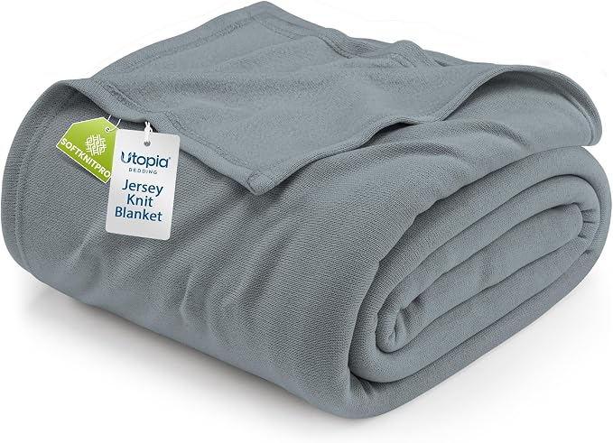 Utopia Bedding Soft Jersey Knit Blanket Grey King (90x102 Inches) | Lightweight, Breathable, Sweatshirt Blanket, Bed, Couch, Sofa, Cozy, Home Decor, Summer