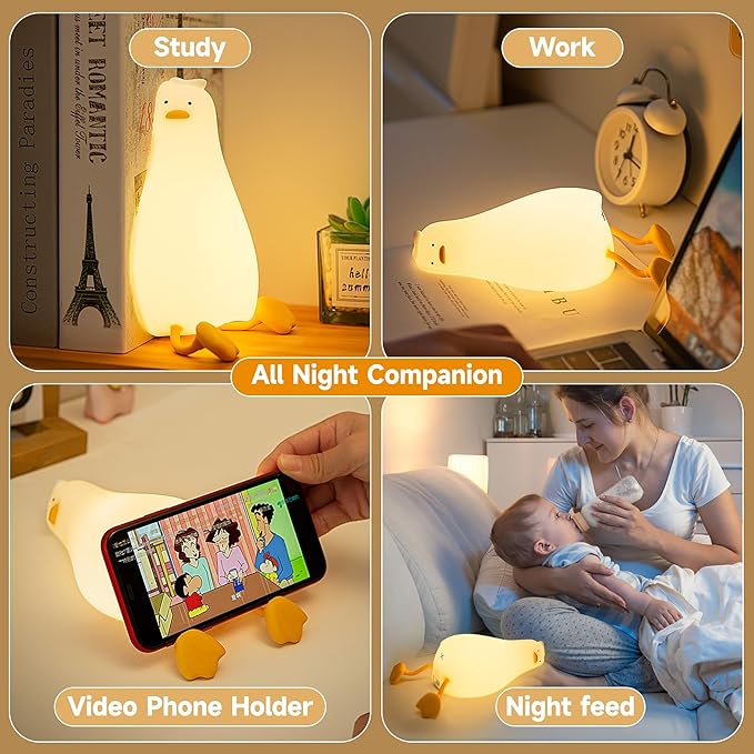 Cute Duck/Chicken/Pig/Rabbit/Panda NightLight, LED Squishy Animal Novelty Lampfor Toddler Baby Kids, Nursery Touch Kawaii Room/House Decor Bedside Touch Lamp for Breastfeeding