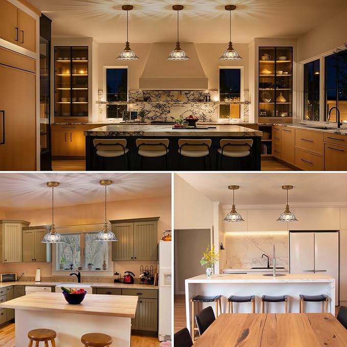 HDDFL Glass Pendant Lights Modern Pendant Lighting Fixtures Hanging Lamp for Kitchen Island Bedroom Dining Room Coffee Shop Hallway Grey and Brass