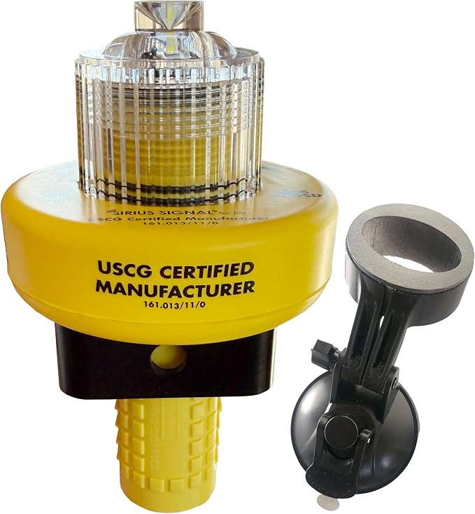Sirius Signal C-1004 SOS LED Distress Signal, White + IR - USCG Approved | Electronic Boat Flare Replacement, Bright White Light + Infrared, Includes Mounts, Daytime Flag & Whistle