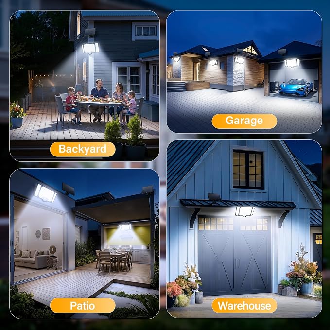 Solar Flood Lights Outdoor with Motion Sensor 3 Modes, 1 Pack | 182 Leds Solar Motion Lights, 3 Head 270° Wide Angle, IP65 Waterproof Security Lights with 16.4FT Cable for Patio Yard Garage
