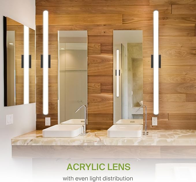ASD 48" LED Linear Vanity Light Fixture, Modern Bathroom Sconce — 3 Color 3000K-5000K, Dimmable, 35W 3800LM, Energy Star & ETL Listed — Over Mirror Makeup Bar for Bedroom, Cabinets — Black, 4 Pack