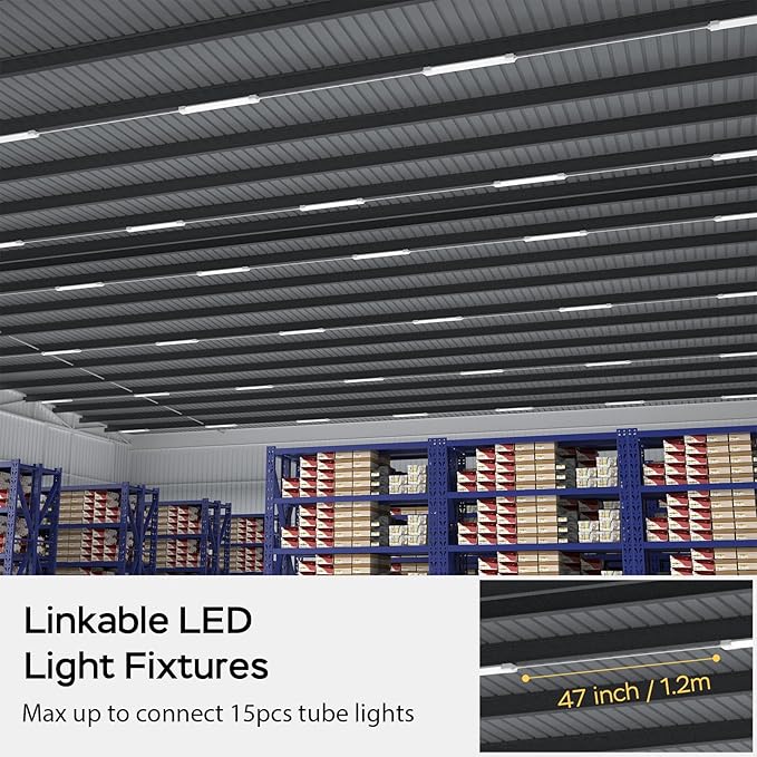Plug in Light Fixture, 4FT Linkable 5000K Plug-in Ceiling Lights for Shop Garage, LED Tube Light for Closet, Cabinet, Workbench, Kitchen, Office, Bathroom, Triproof, 36W