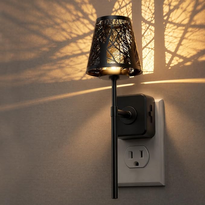 L LOHAS LED Night Lights Plug into Wall, Decor Metal Crafted Night Light | Dusk to Dawn Sensor Vintage Nightlight, 0-100LM Dimmable, for Bedroom Living Room Hallway