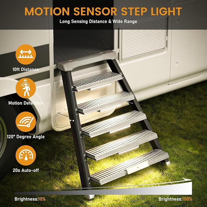 Racokky Under Cabinet Lighting with Remote, Motion Activated RV Step Light | with Charge Stand, 6 Pack 30LEDs 8'' Rechargeable Closet Lights, Dimmable, Magnetic, for Kitchen Wardrobe Stair Motorhome
