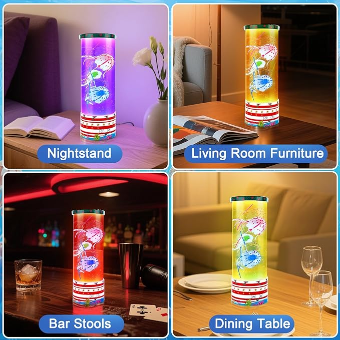 Mothers Day Gifts Jellyfish Lamp, Jelly Fish Tank for Room Mood Light, Relaxation and Sleep, 17 Colors Changing Floating Jellyfish Aquarium, Birthday Gifts for Women, Kids (Red)